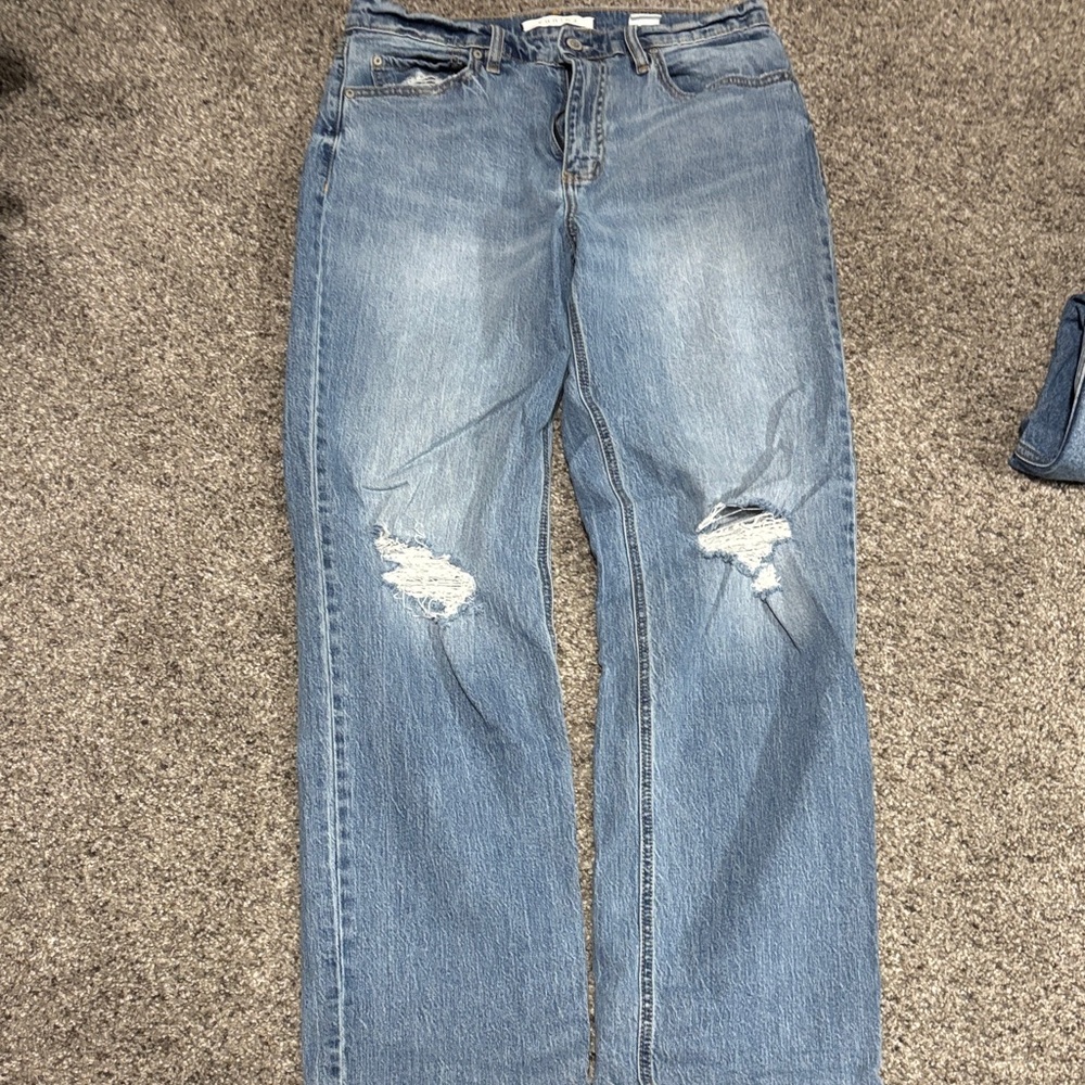 Eunina Distressed Light Blue Straight Leg Jeans